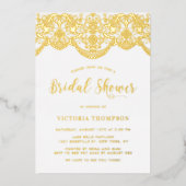 フローラエレガントブロケードレースブライダルシャワー 箔招待状 (正面)