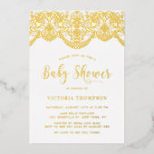 フローラエレガントブロケードレース赤ちゃんシャワー 箔招待状 (正面)