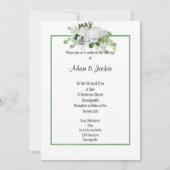 フローラエレガントブーケのセージ結婚トリム 招待状 (正面)