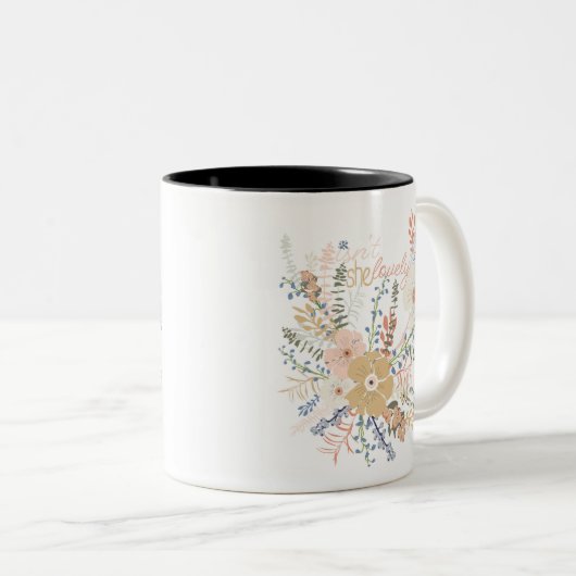 フローラエレガントブーケガーリーことわざラブル ツートーンマグカップ (正面右)