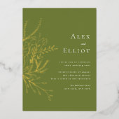 フローラエレガントブーケグ結婚リーン 箔招待状 (正面)