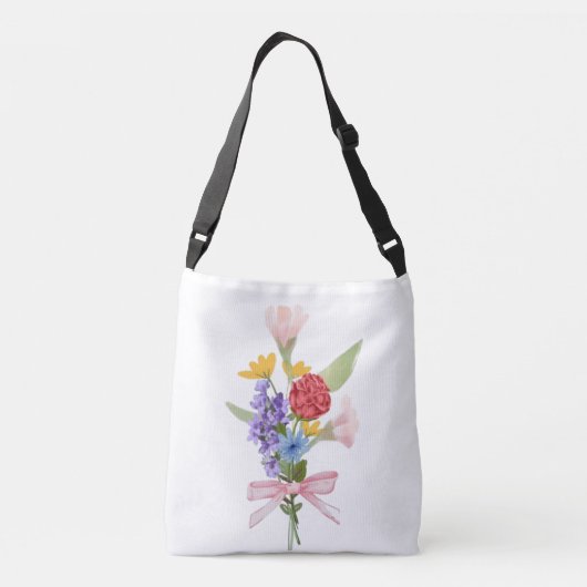 フローラエレガントブーケトートバッグ – 毎日スタイリッシュの クロスボディバッグ (裏面)