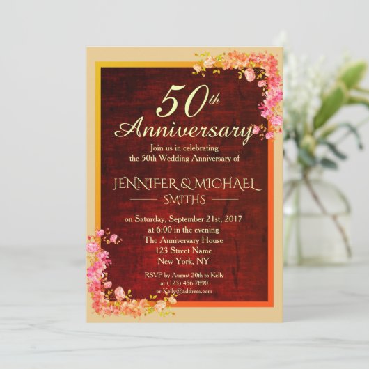 フローラエレガントブーケ結婚の記念日招待状 招待状 (スタンド正面)