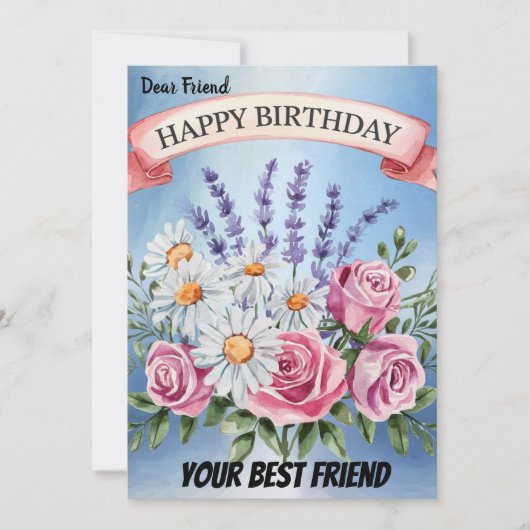 フローラエレガントブーケ誕生日招待状 招待状 (正面)