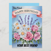 フローラエレガントブーケ誕生日招待状 招待状 (正面/裏面)