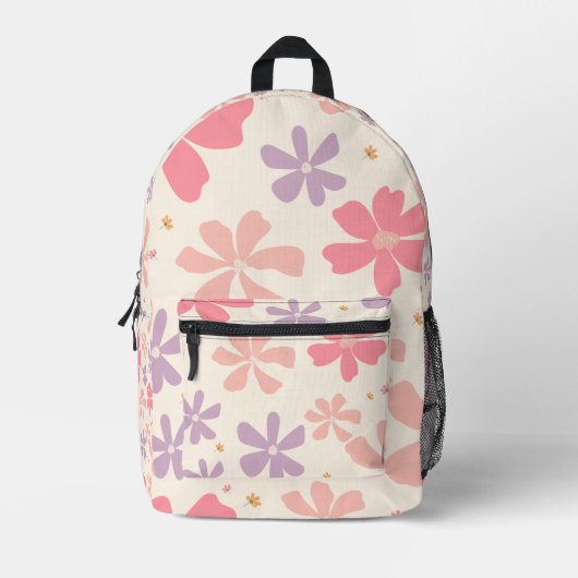 フローラエレガントプリント自然愛のための植物芸術 プリントバックパック (正面)