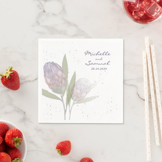 フローラエレガントプロテアパープルベージュ結婚ズナプキン スタンダードカクテルナプキン (インサイチュ)