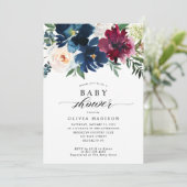フローラエレガントベイビーシャワーネイビーブルーブルゴーニュ 招待状 (スタンド正面)