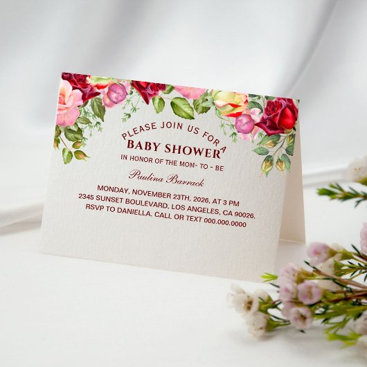 フローラエレガントベビシャワー折り招待状