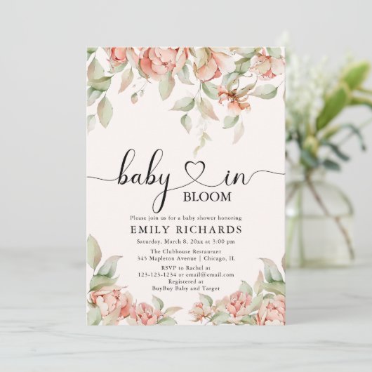 フローラエレガントベビーの開花ベビーシャワー 招待状 (スタンド正面)
