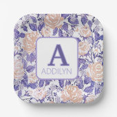 フローラエレガントベビーガールシャワー ペーパープレート (正面)