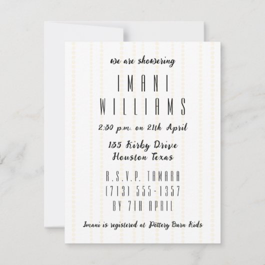 フローラエレガントベビーシャワー招待状テンプレート 招待状 (裏面)