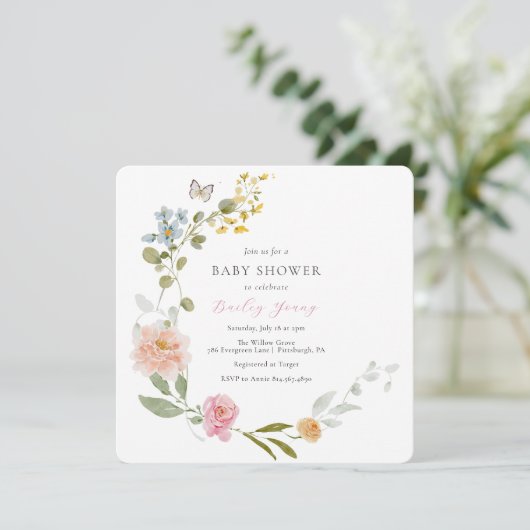 フローラエレガントベビーシャワー招待状 招待状 (スタンド正面)