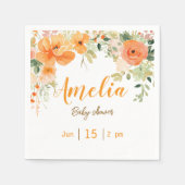 フローラエレガントベビーシャワー紙ナプキンス スタンダードカクテルナプキン (正面)