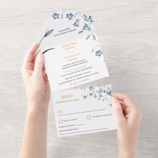 フローラエレガントベルフラワーシールとSend結婚's オールインワン招待状 (貼ってはがせる)