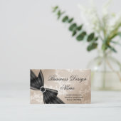フローラエレガントベージュブロッサムブラックダイヤモンドボウ 名刺 (スタンド正面)