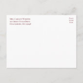 フローラエレガントペオニー結婚・ブルゴーニュのリハーサル インビテーションポストカード (裏面)