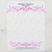 フローラエレガントホットピンクレースとホワイトダマスク レターヘッド (正面)