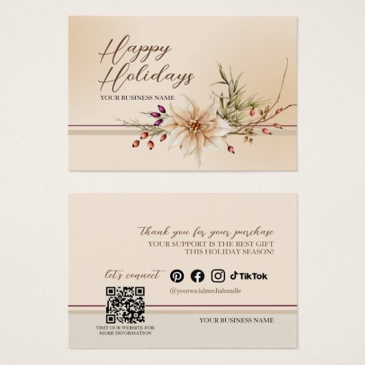 フローラエレガントホリデーありがとうカードを挿入 (正面&裏面)