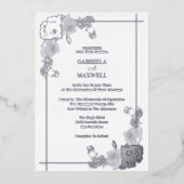 フローラエレガントホワイトとシルバーの金ゴールド結婚ズ 箔招待状 (正面)