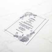 フローラエレガントホワイトとシルバーの金ゴールド結婚ズ 箔招待状 (回転した状態)