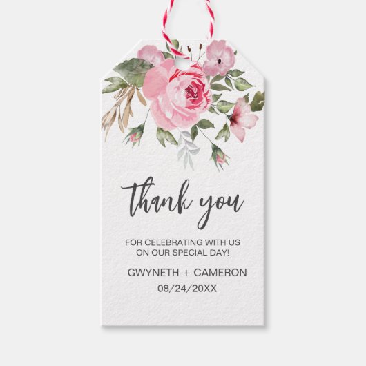 フローラエレガントホワイトと赤面お願い ギフトタグ (正面)