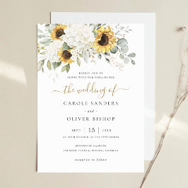 フローラエレガントホワイトアジサイひまわり結婚の花 招待状