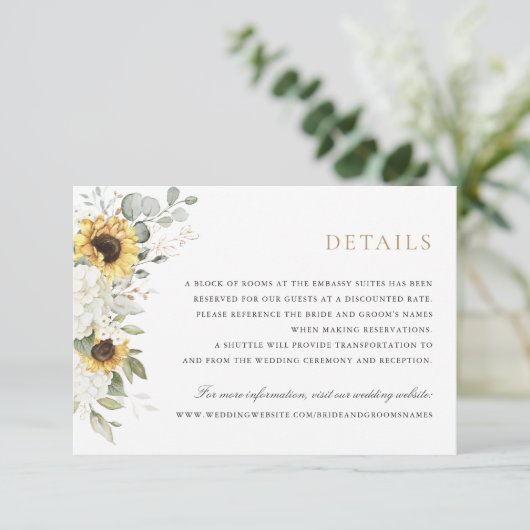 フローラエレガントホワイトアジサイひまわり詳細 招待状 (スタンド正面)