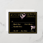 フローラエレガントホワイトウェディングRSVP金ゴールド 箔招待状ポストカード (正面/裏面)