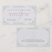 フローラエレガントホワイトダマスク&グレーフレーム 名刺 (正面/裏面)
