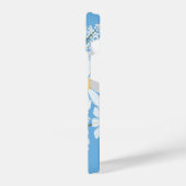 フローラエレガントホワイトデイジーオンブルー iPhoneケース (左側面)