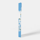 フローラエレガントホワイトデイジーオンブルー iPhoneケース (右側面)