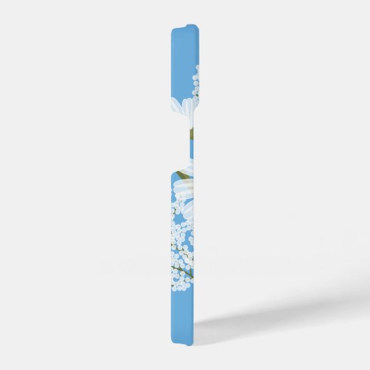 フローラエレガントホワイトデイジーオンブルー iPhoneケース (右側面)