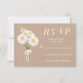 フローラエレガントホワイトデイジーブーケRSVP結婚の 出欠カード (正面)