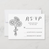フローラエレガントホワイトデイジーブーケRSVP結婚の 出欠カード (正面)