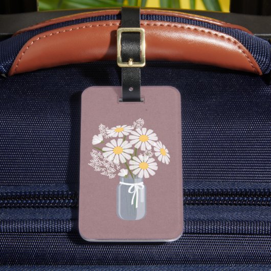 フローラエレガントホワイトデイジーメイスンジャー ラゲッジタグ (正面インサイチュ2)