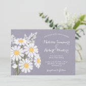 フローラエレガントホワイトデイジーラベンダーズ結婚ーズ 招待状 (スタンド正面)