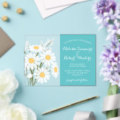 フローラエレガントホワイトデイジー結婚ブーケティール（緑がかった色） アクリル招待状 (インサイチュ (ウェディング))