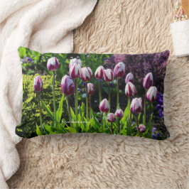 フローラエレガントホワイトパープルチューリップ ランバークッション