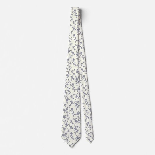 フローラエレガントホワイトブルーのネックタイ ネクタイ (正面)