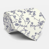 フローラエレガントホワイトブルーのネックタイ ネクタイ (ロール)