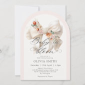 フローラエレガントホワイトボウベビーイン開花ベビーシャワー 招待状 (正面)