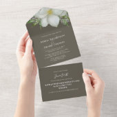 フローラエレガントホワイトマグノリアゲストアドレス オールインワン招待状 (貼ってはがせる)