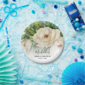 フローラエレガントホワイトマグノリアブライダルシャワー名 ペーパープレート (パーティー)