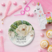 フローラエレガントホワイトマグノリアブライダルシャワー名 ペーパープレート (パーティー)