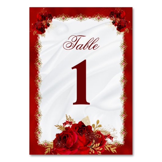 フローラエレガントホワイトレッドローズ結婚ズ テーブルナンバー (裏面)
