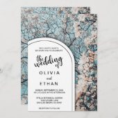 フローラエレガントホワイトローズツリーサマー結婚ズ 招待状 (正面/裏面)