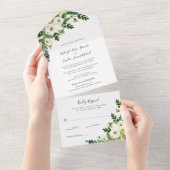 フローラエレガントホワイトローゼズグ結婚リーズ オールインワン招待状 (貼ってはがせる)