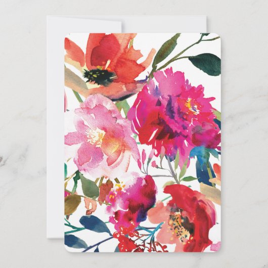 フローラエレガントホワイト金ゴールド50th誕生日パーティー 招待状 (裏面)