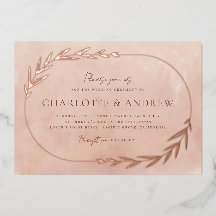 フローラエレガントボウゴールドフォイル結婚式招待状